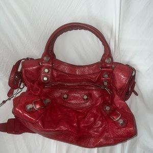 Balenciaga Crimson Red Motorcycle Bag